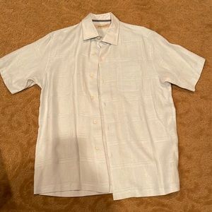 Tommy Bahama Mens Linen baby blue button down shirt Size L
